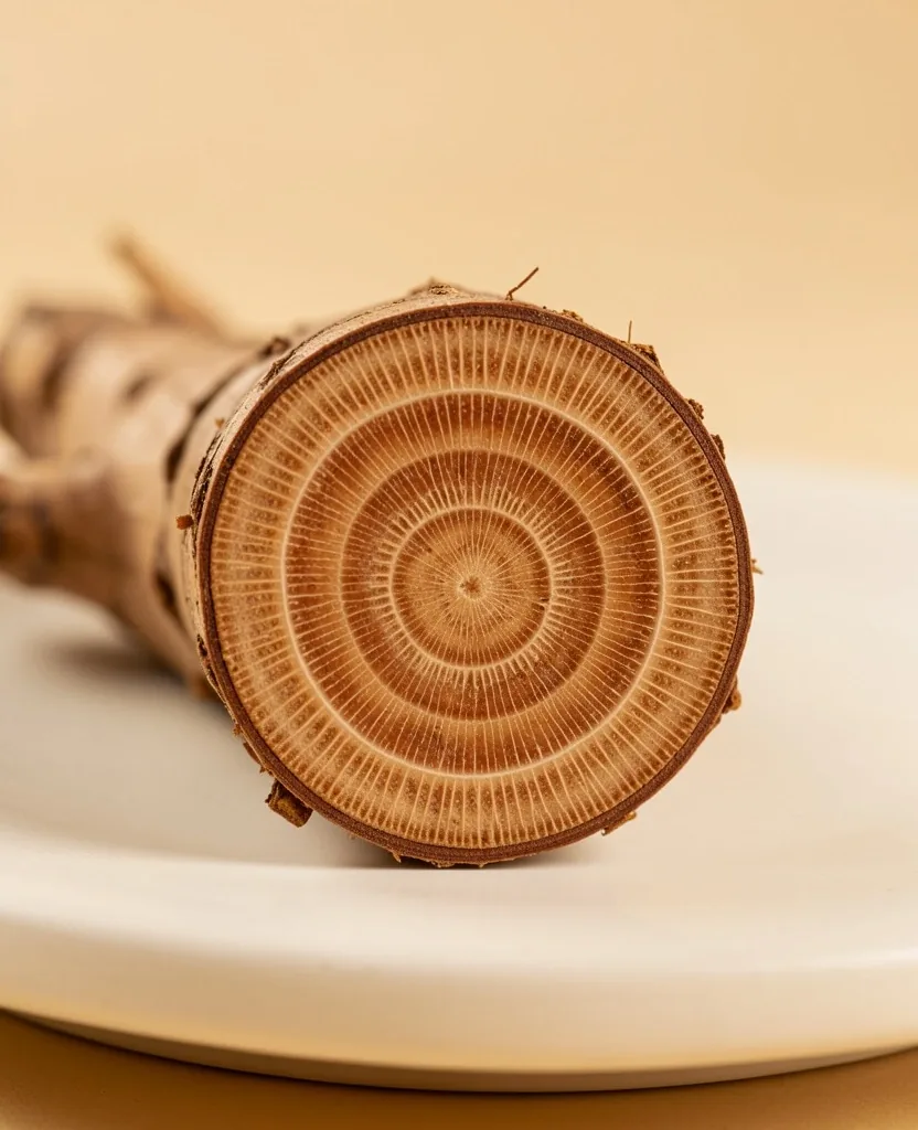 Cross-section of a raw botanical root